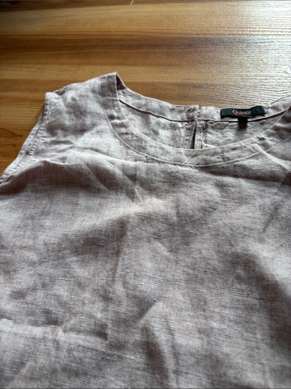 Quince 100% European Linen Tank Vintage Pink Chambray Shell - Picture 5 of 10